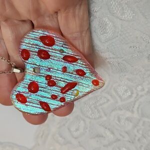 Heart Pendant Necklace with Red Accents